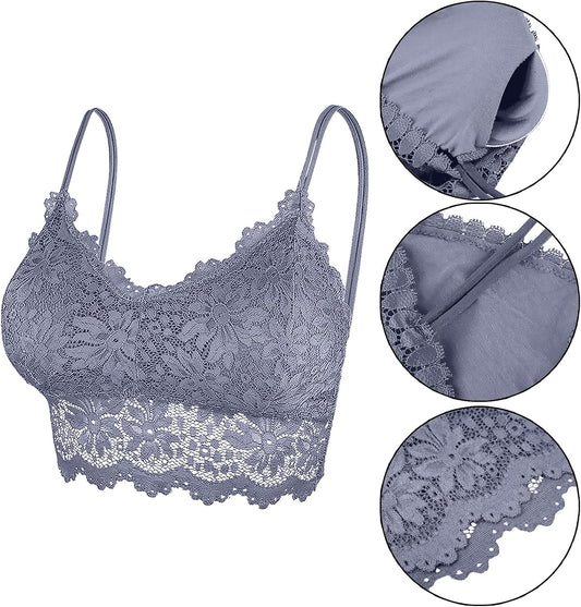 5 Pcs Lace Bralettes for Women Bralette Padded Lace Bandeau Bra